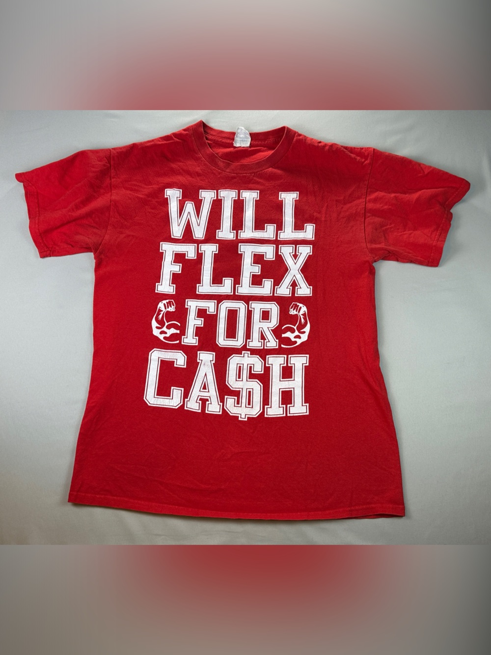 Will Flex for Cash Men’s Shirt Short Sleeve Red Medium